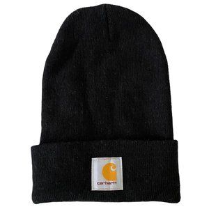 Carhartt Cuffed Black Slouchy Rib Knit A18 Utility Gorpcore Iconic Beanie Hat